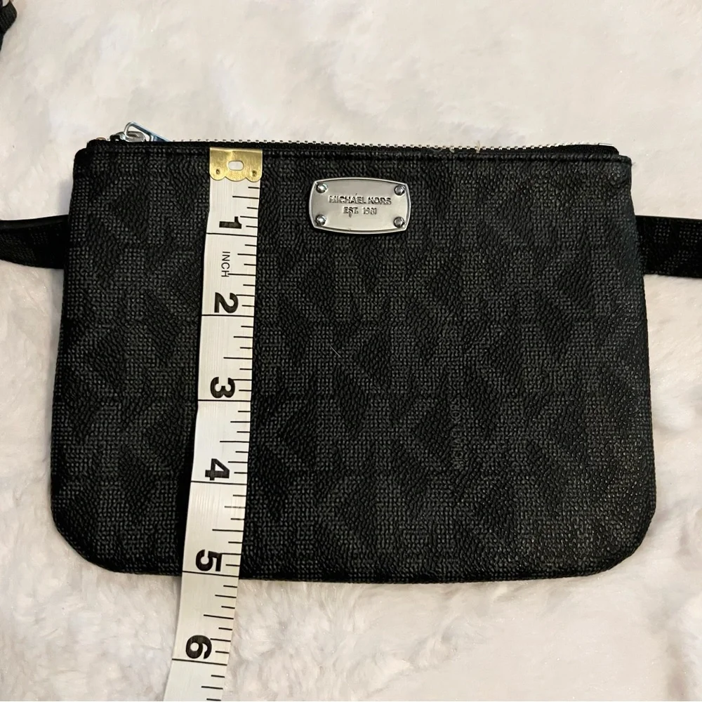 Michael Kors Black MK Logo Designer Belt Bag Fanny Pack Waist Bag